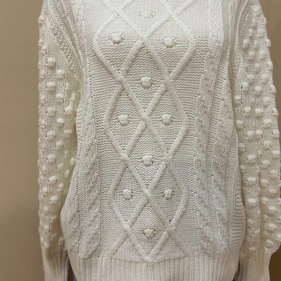 EVEREVE NWOT Womens Cozy Cable Knit Sweater Patterned Sleeve Crew Neck Size M - Picture 2 of 14